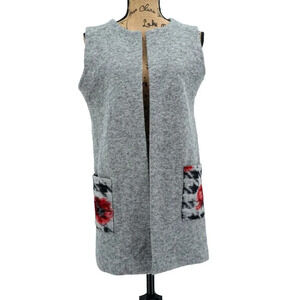 Lancioni 1973 Vest Women Italian Wool‎ Blend Gray Pockets Sleeveless Grannycore